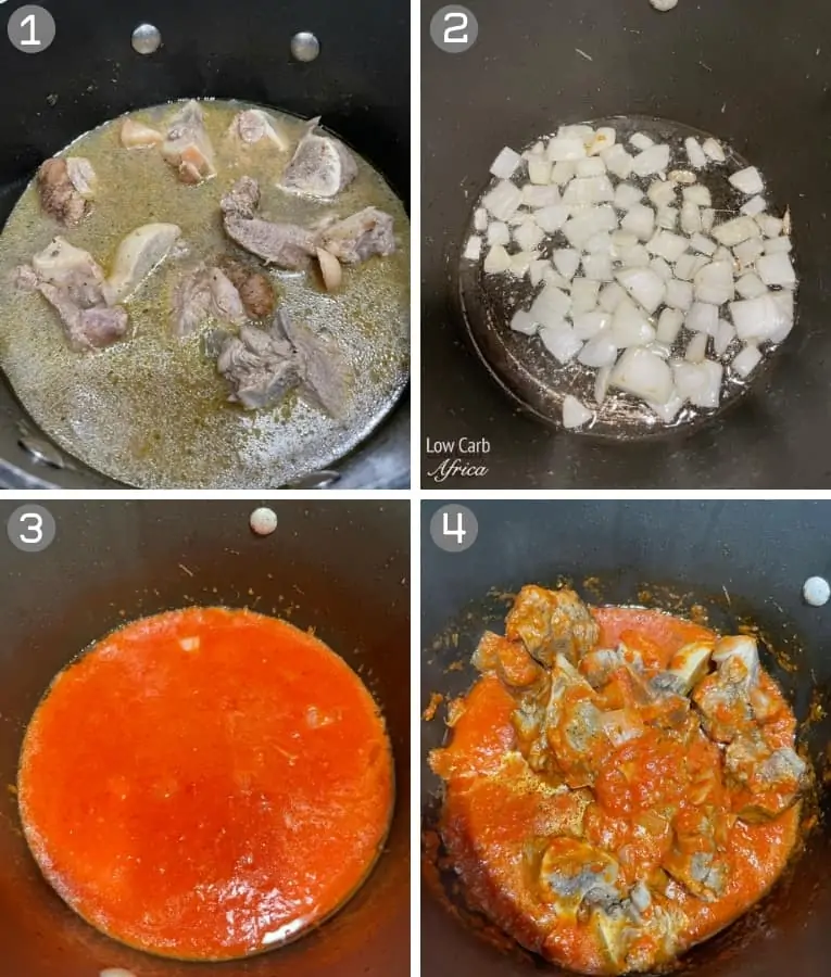 collage showing steps to prepare nigerian stew
