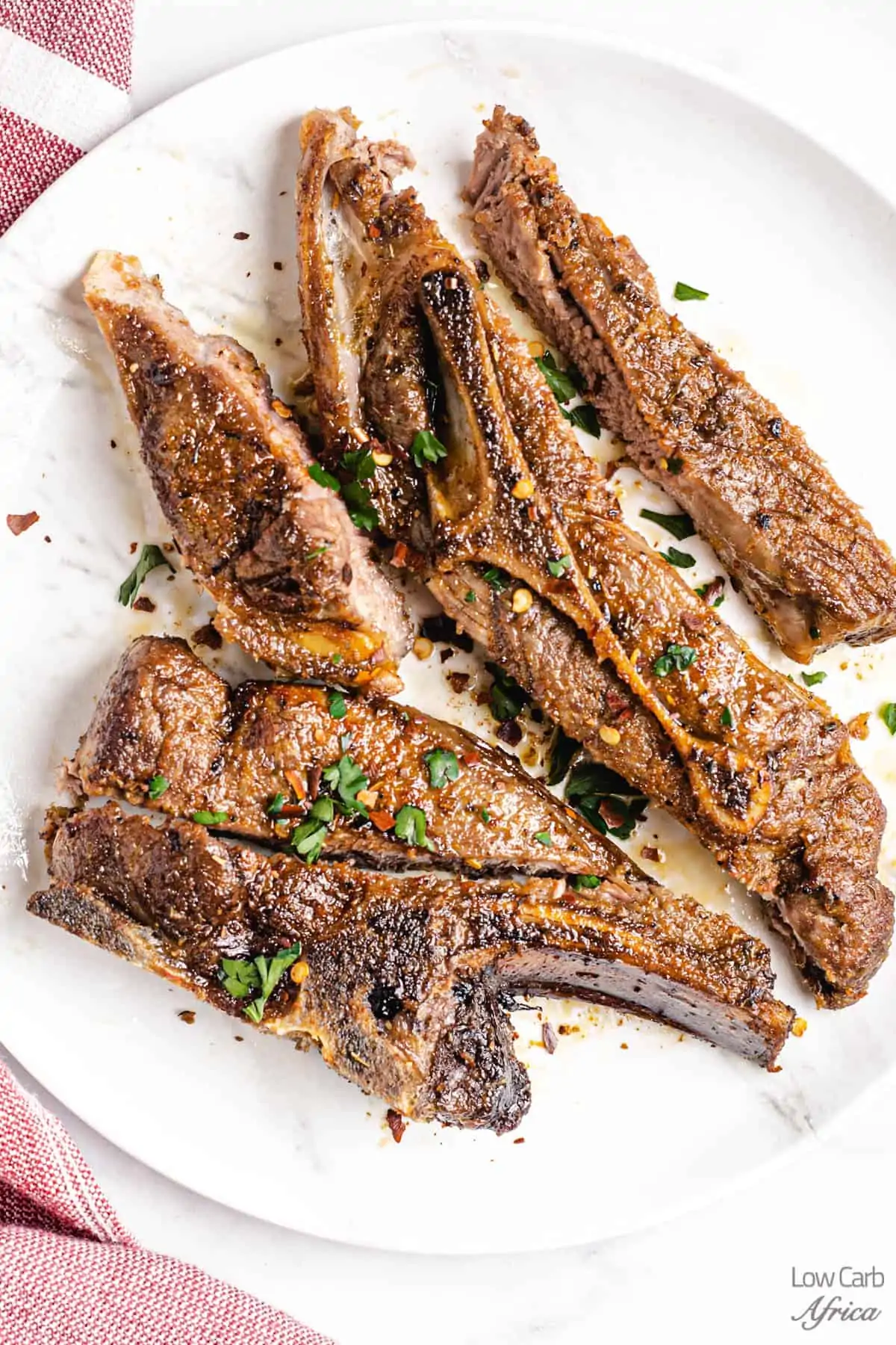 lamb chops cut into smaller pieces