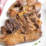air fyrer lamb chops on a white plate