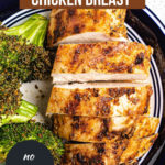 pinterest image of air fryer chicken breast