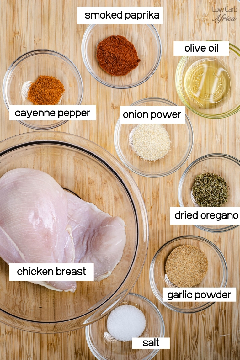 chicken, olive oil, cayenne pepper, onion powder