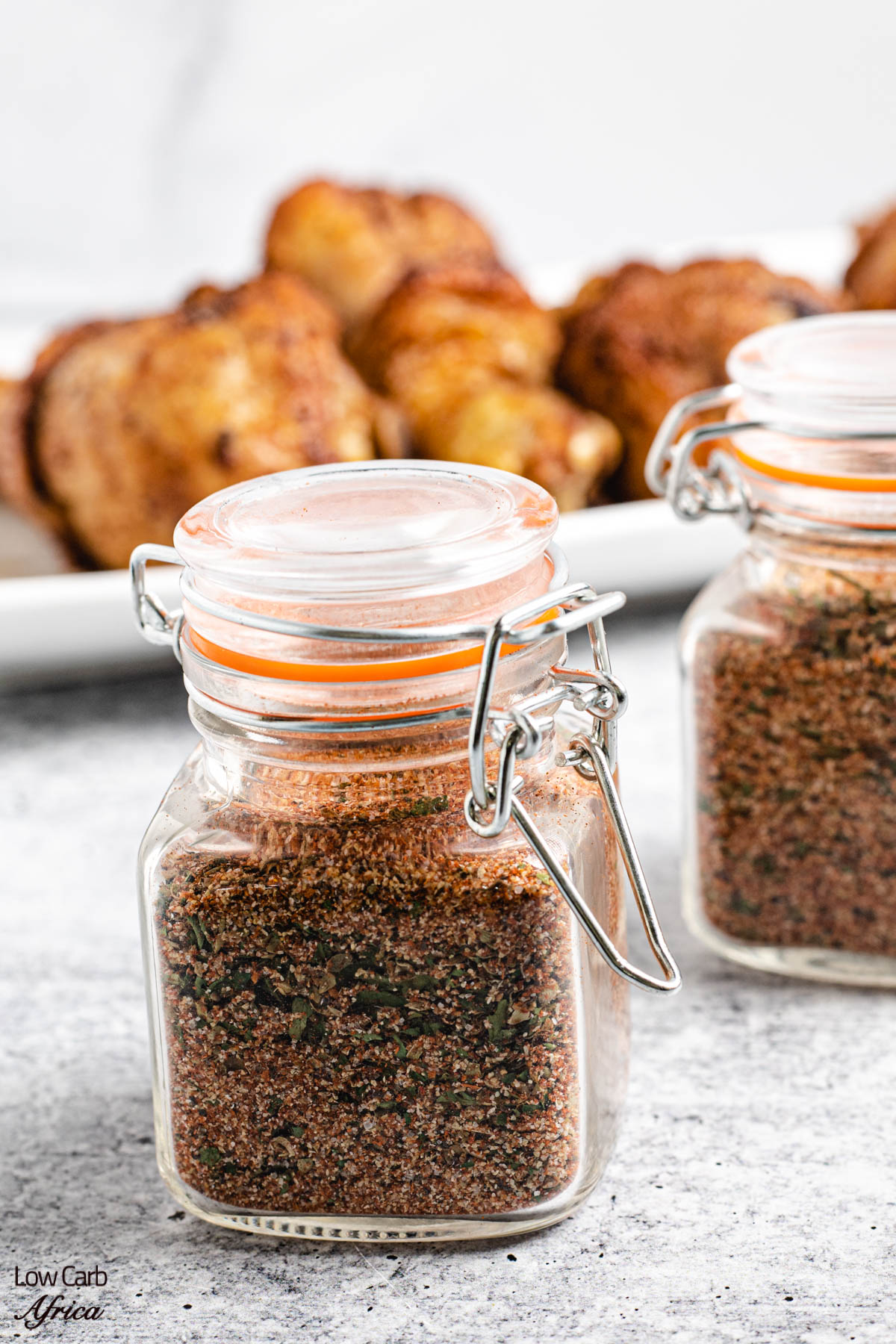 homemade chicken seasoning mix in a container.