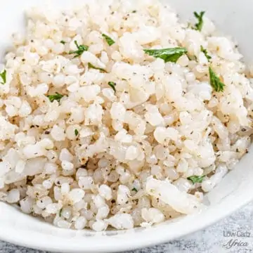 konjac rice on white bowl