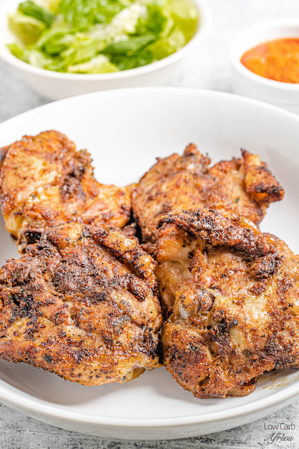 Air Fryer Chicken Thighs ready to eat