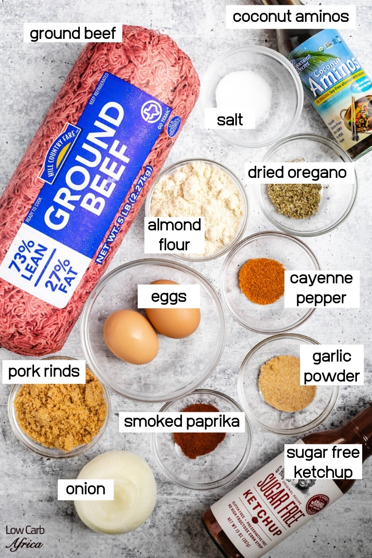 ground beef, eggs, spices