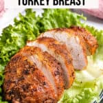 pinterest image of air fryer turkey breast