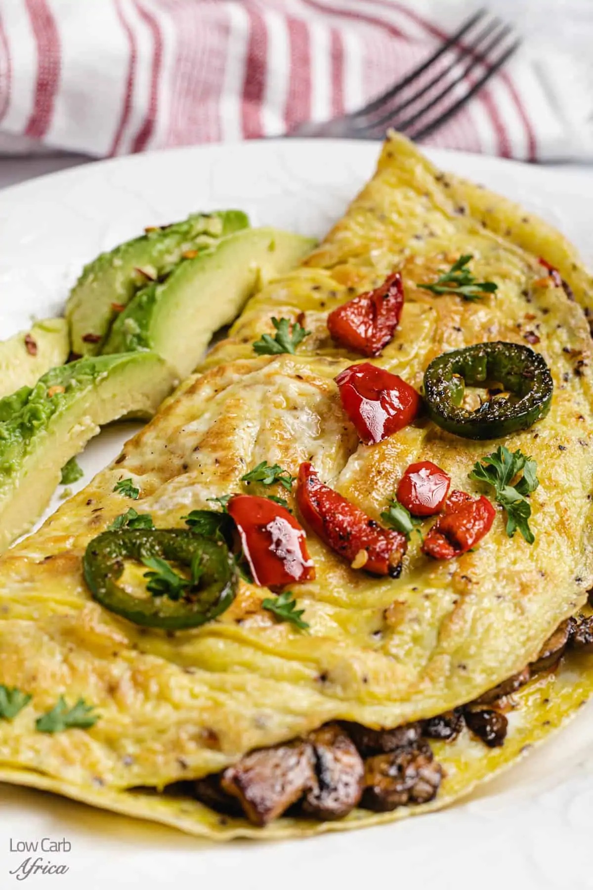 spicy omelet with mushroom filling