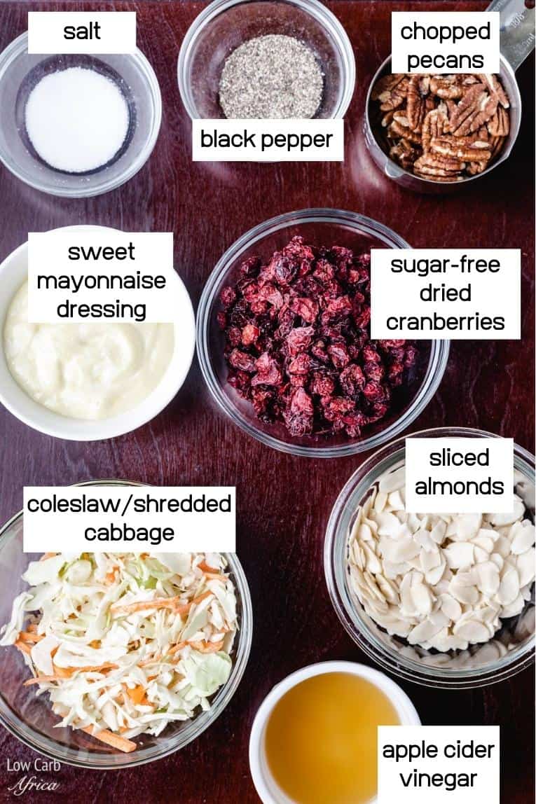 cranberries, mayonnaise dressing, almonds and spices