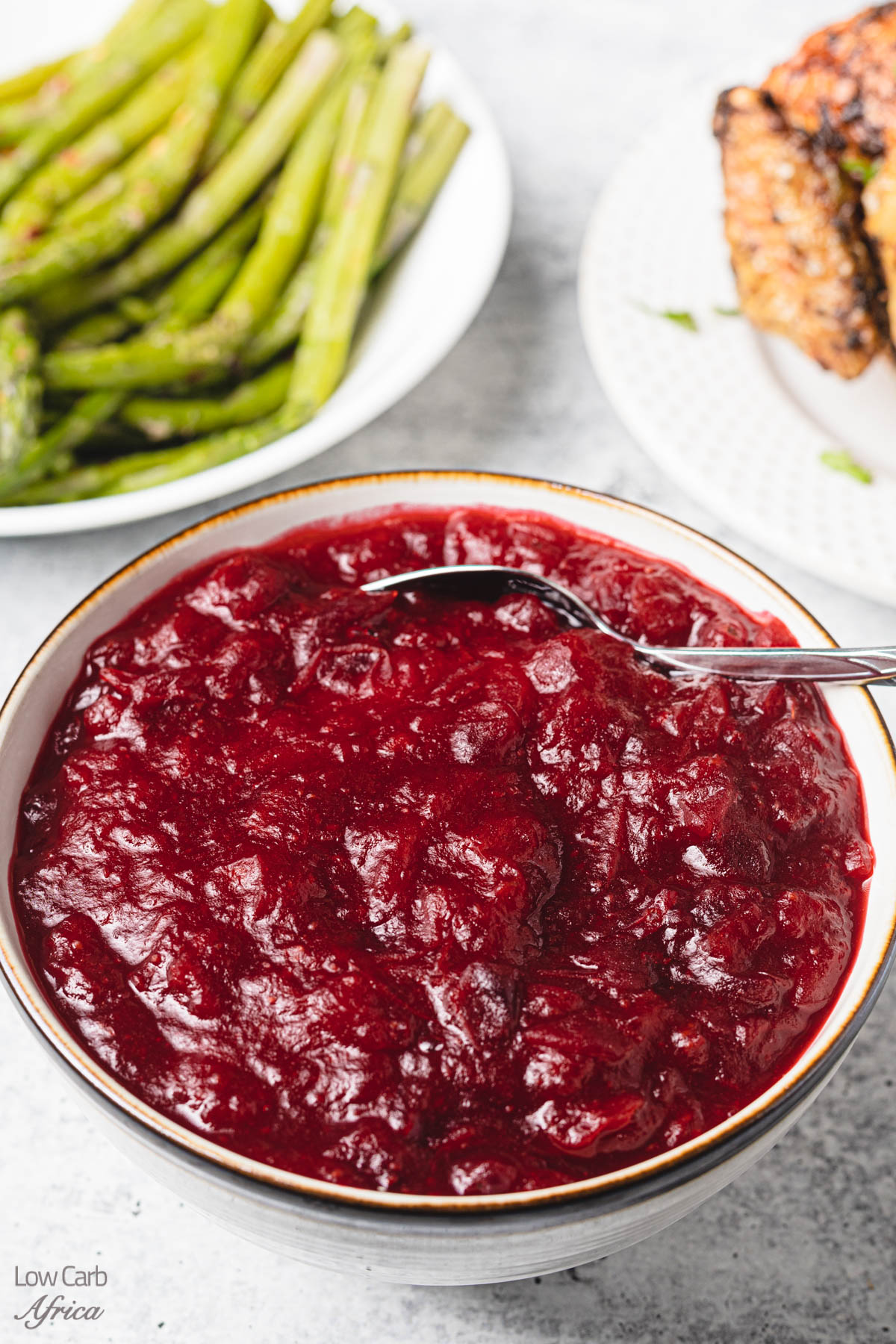 Keto Cranberry Sauce with a side of green beans