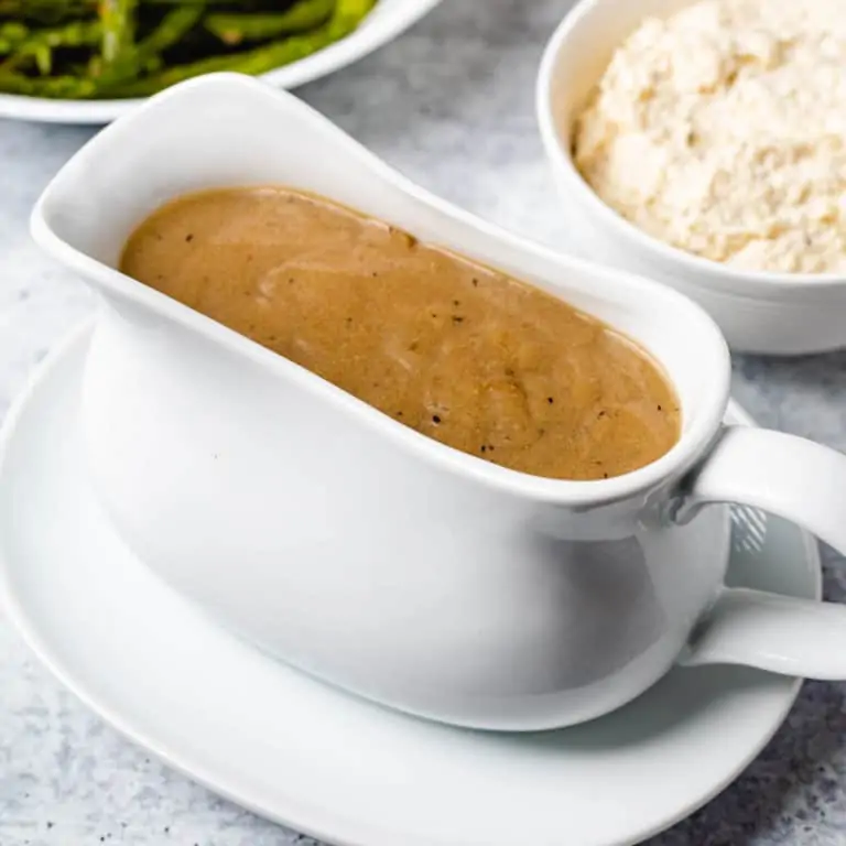 keto gravy with side of mashed cauliflower
