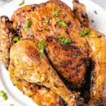 closeup of air fryer whole chicken