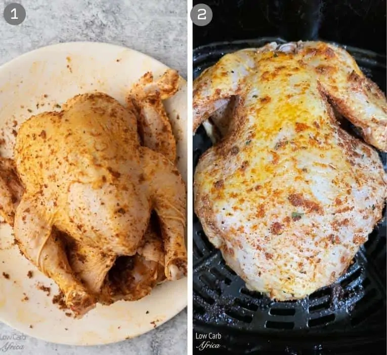 putting spices on whole chicken