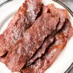closeup shot of turkey bacon