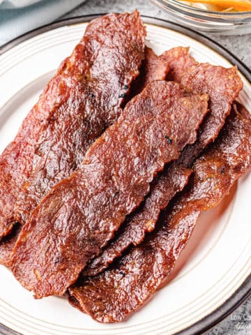 closeup shot of turkey bacon