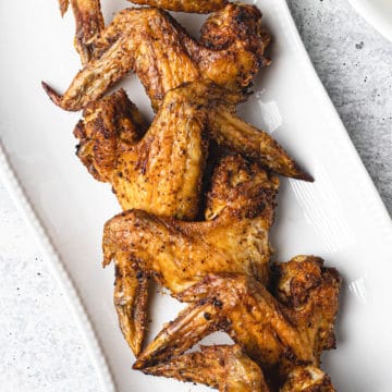 Air Fryer Whole Chicken Wings on a white plate