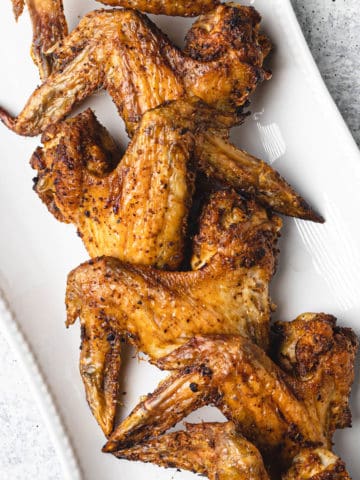 Air Fryer Whole Chicken Wings on a white plate