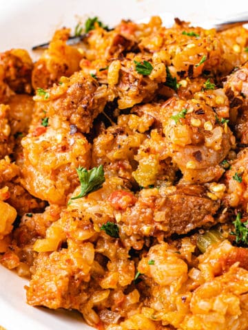 Keto Jambalaya on a white plate