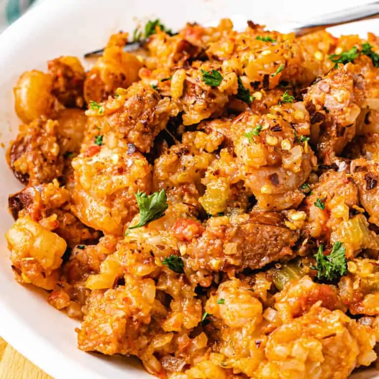 Keto Jambalaya on a white plate