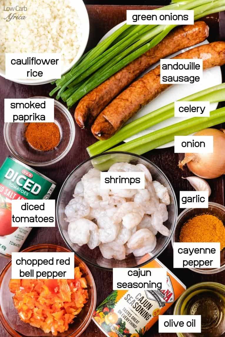 cauliflower rice, sausage, tomatoes, spices