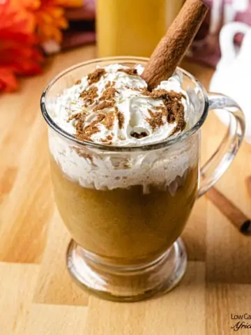 keto pumpkin spice latte with cinnamon sticks
