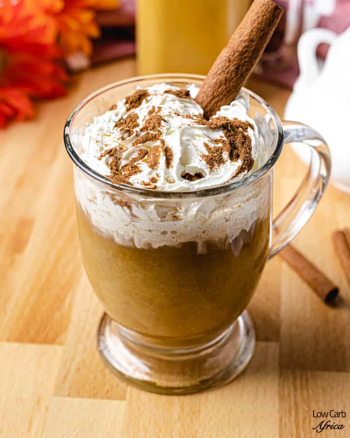 keto pumpkin spice latte with cinnamon sticks