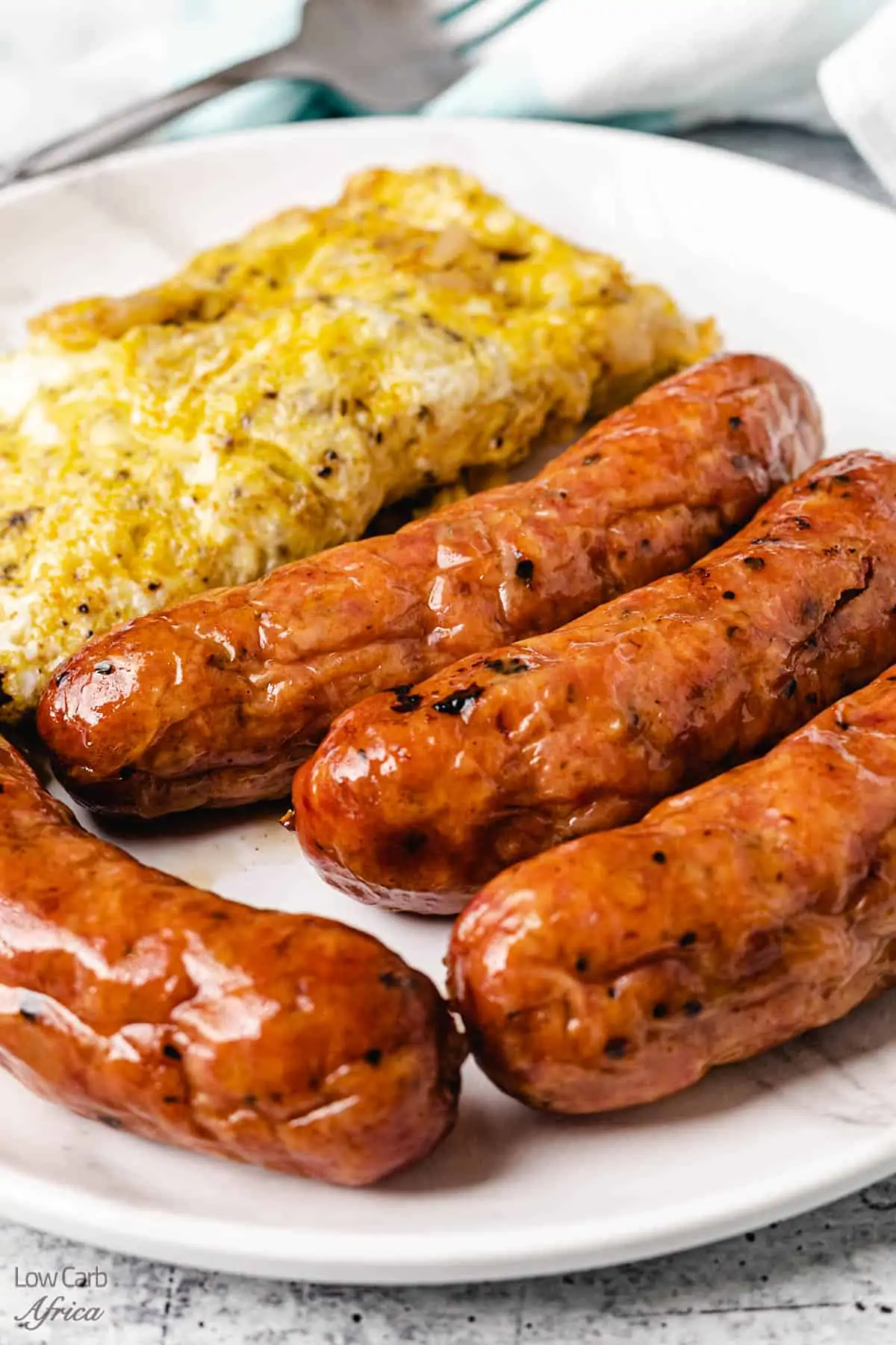 Air Fryer Breakfast Sausage Links on a white plate