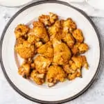 Air Fryer Buffalo Cauliflower plate of air fryer buffalo cauliflower