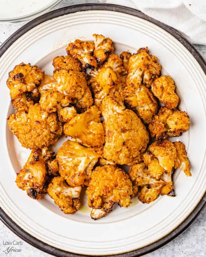 plate of air fryer buffalo cauliflower