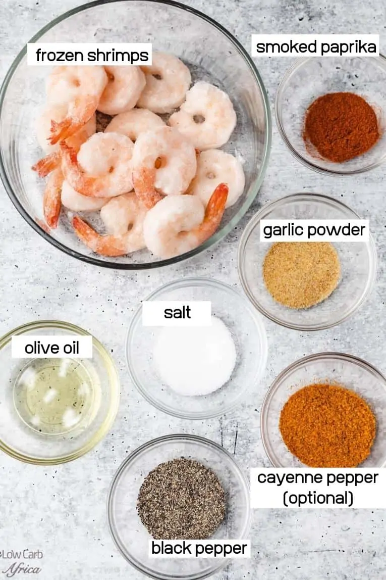 raw shrimp, olive oil and spices