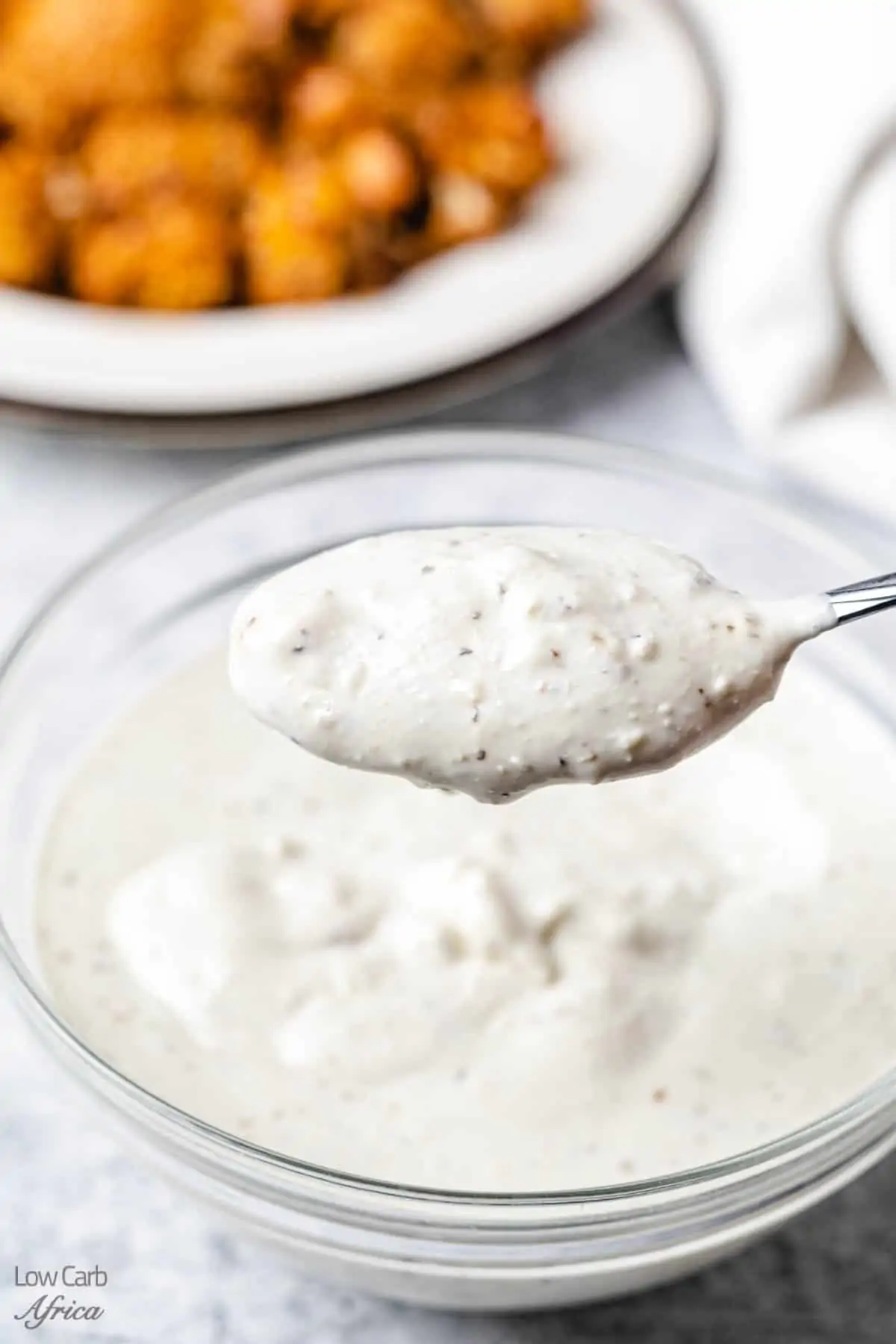 spoonful of keto blue cheese dressing