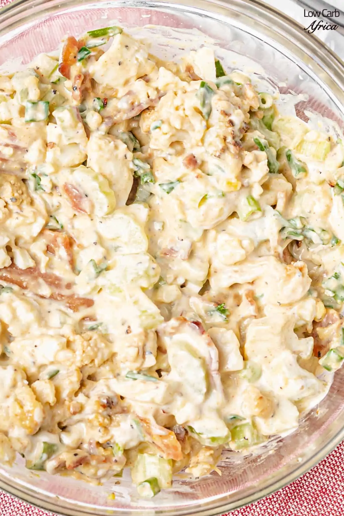 closeup of low carb cauliflower salad