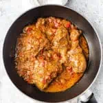 African Chicken Peanut Stew in a skillet