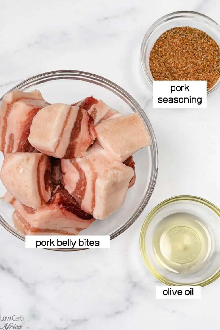 pork belly, pork seasoning and olive oil