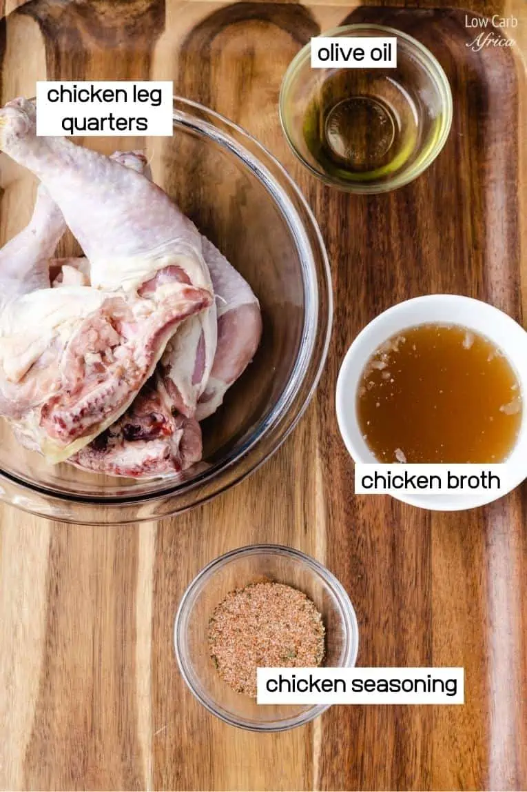 chicken legs, broth, spices