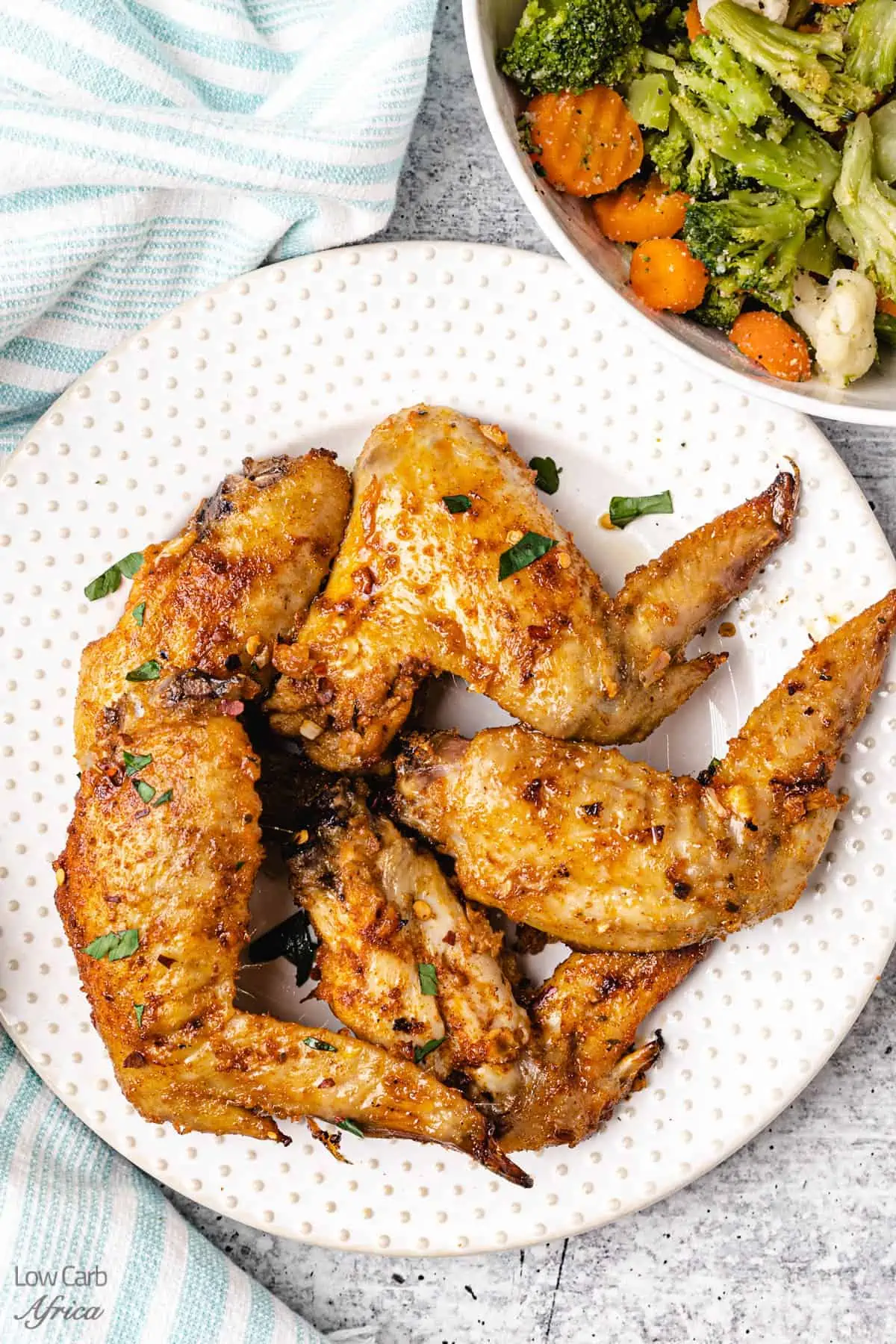 Peri Peri Chicken Wings on a white plate