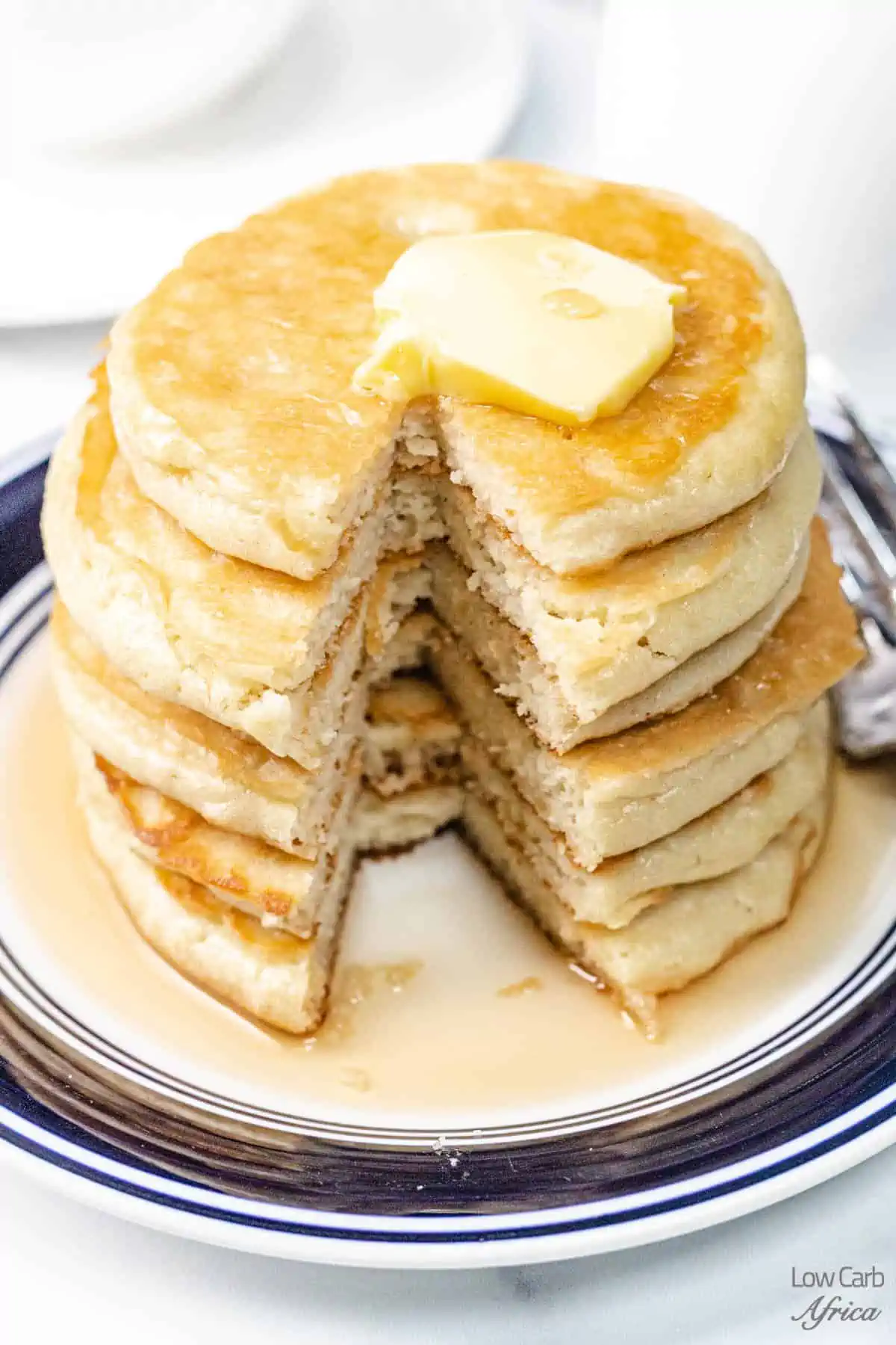 keto pancakes sliced and ready to eat