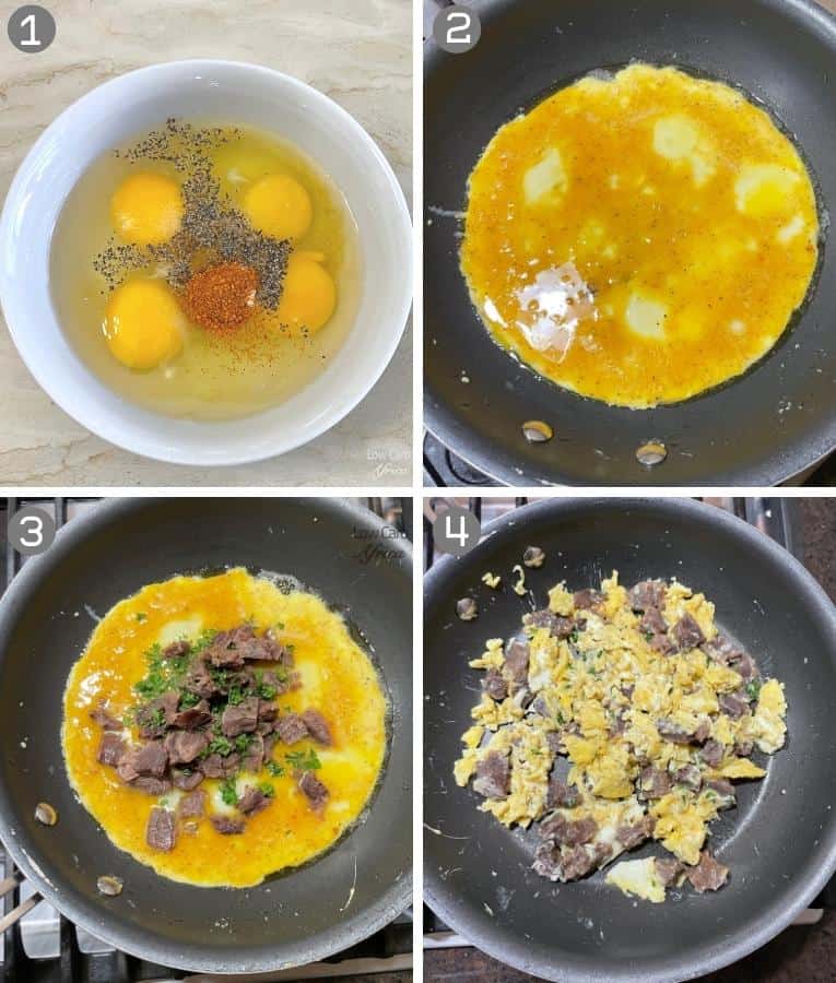 How to make steak and egg scrambled eggs