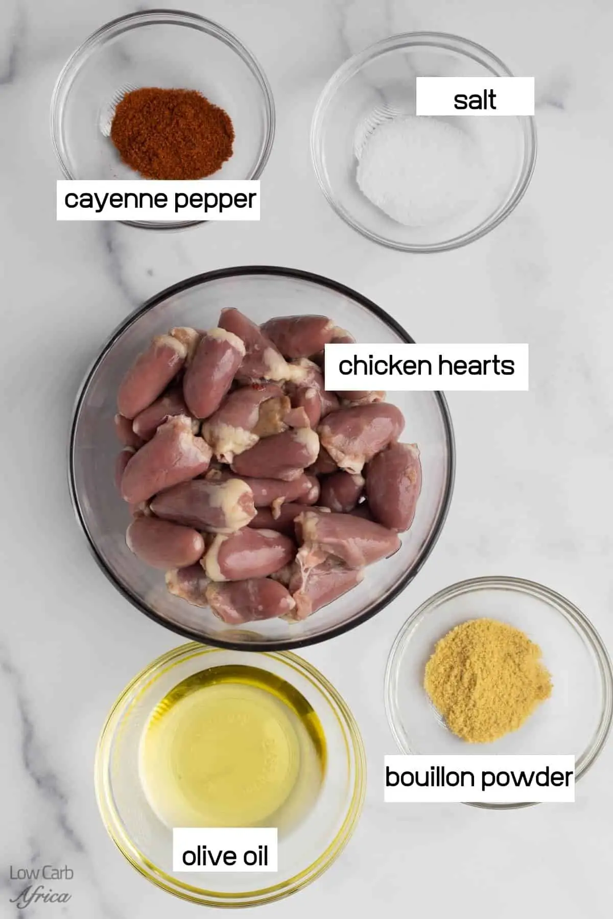 ingredients to make air fryer chicken hearts