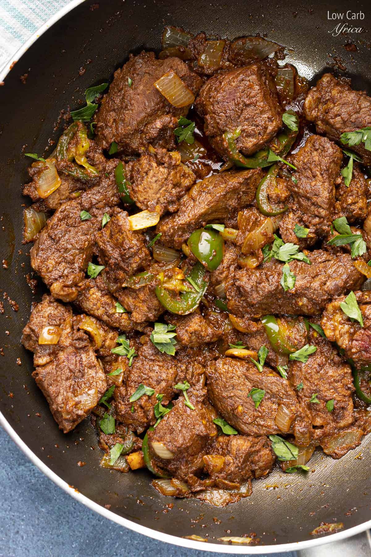 Surprise Egyptian beef Tibs recipe in a pan