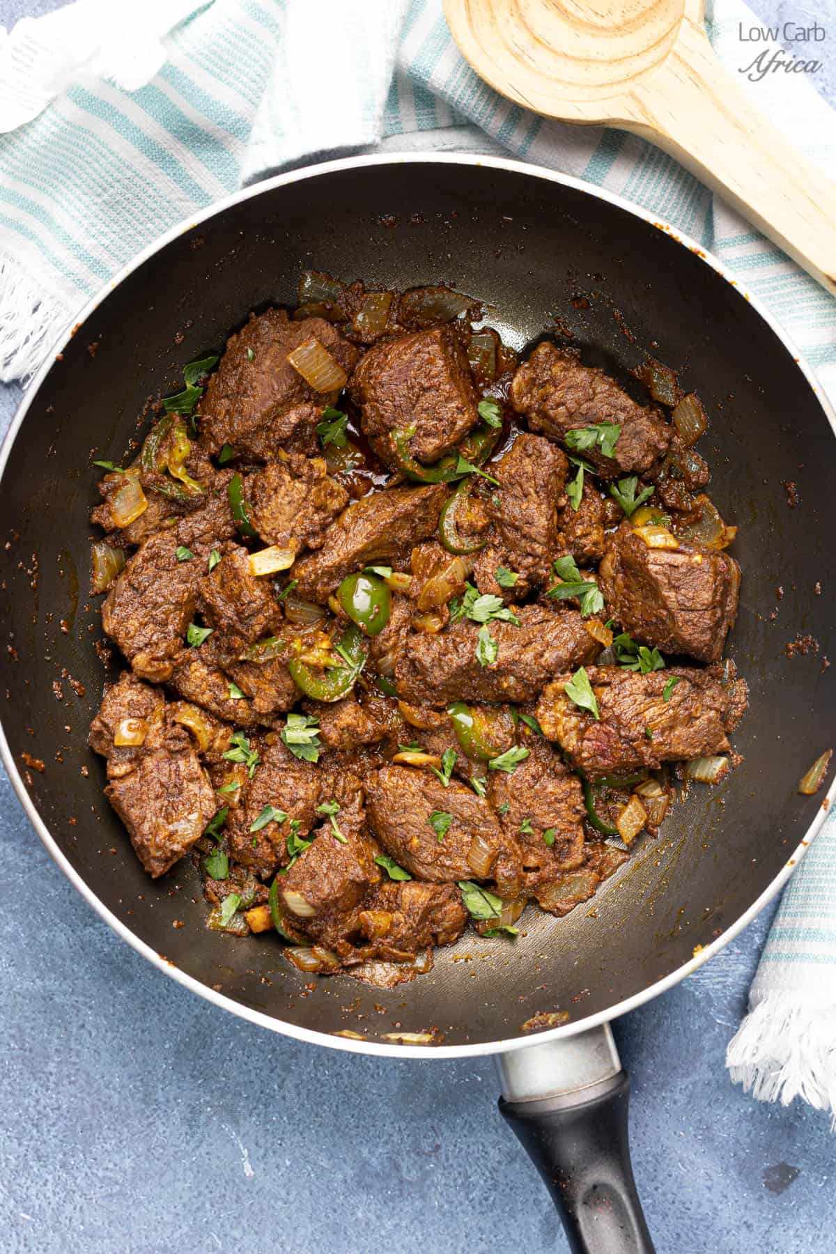 Egyptian beef tips recipe in a pan
