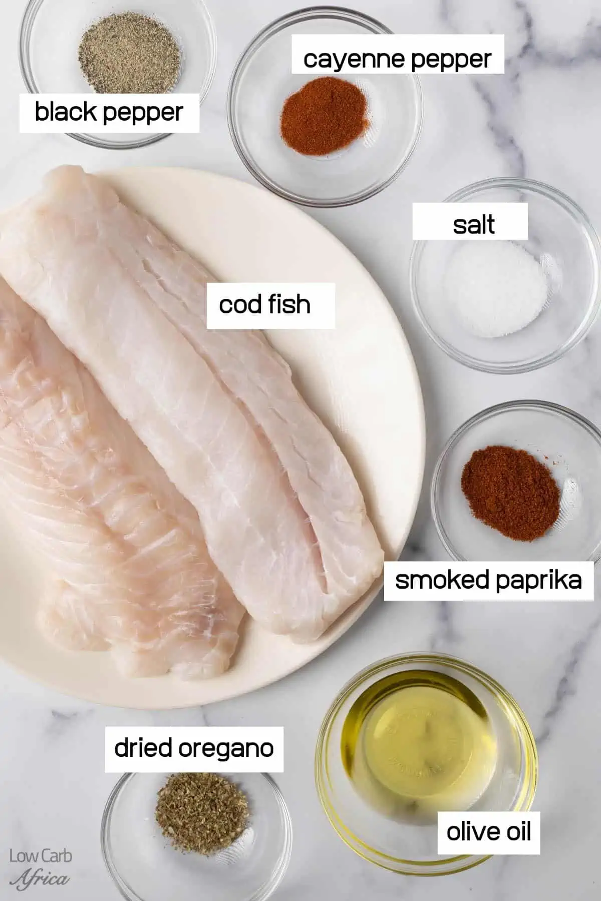ingredients used to pan fry cod fish.