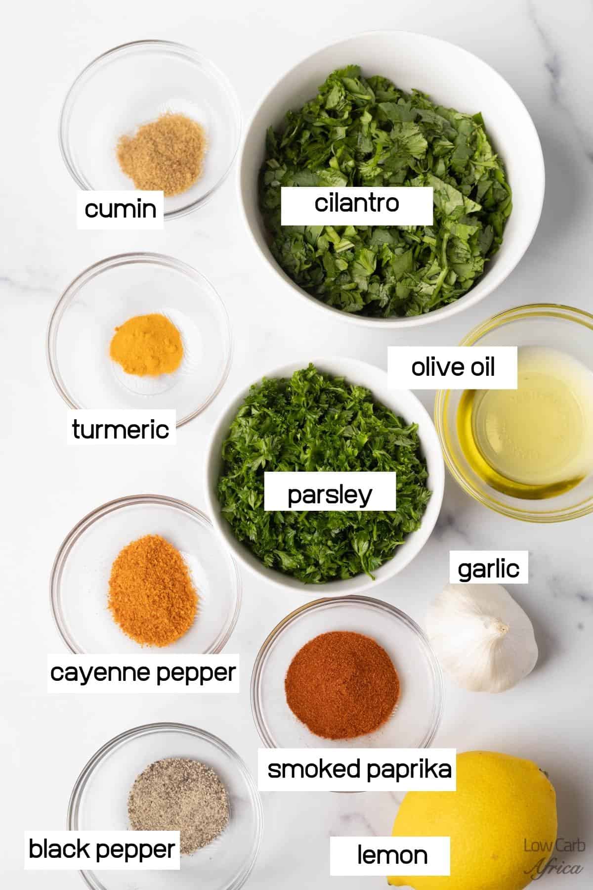 parsley, chermura, spices