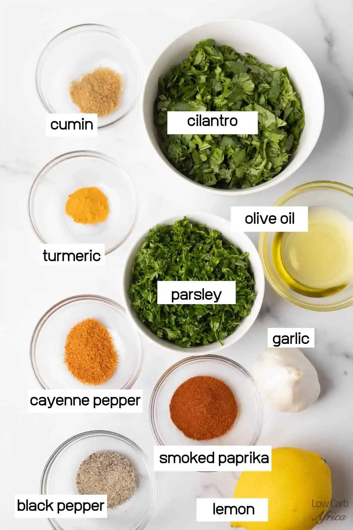 parsley, chermoula, spices