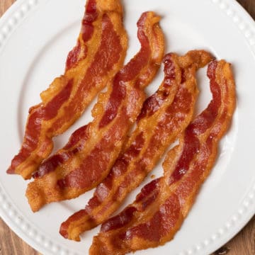 Ninja hoodie bacon on a white plate