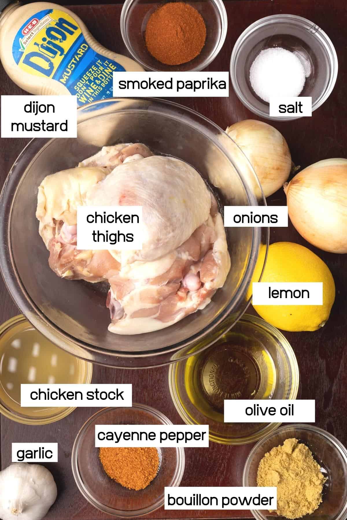 Ingredients for making African chicken.