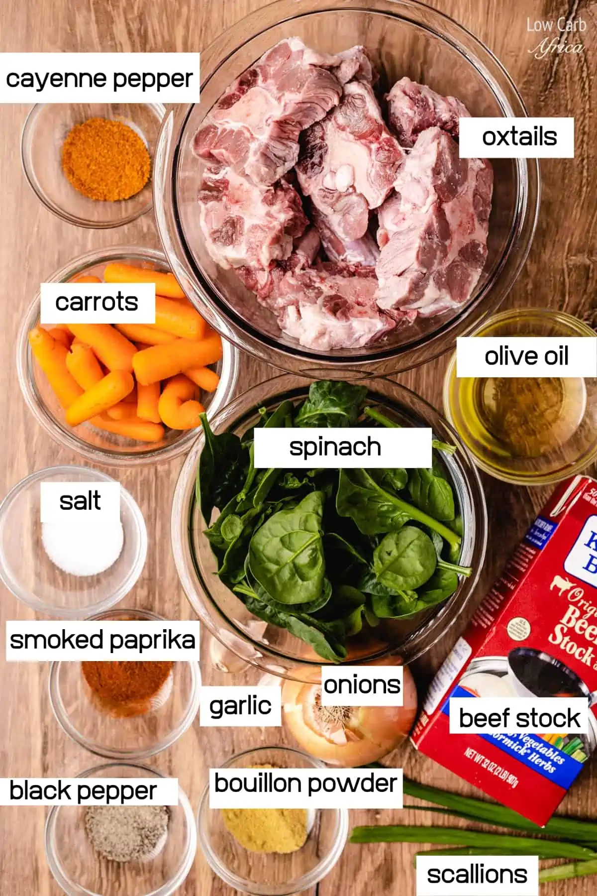 ingredients used in making homemade oxtail soup