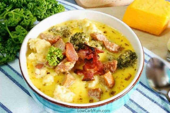 Broccoli Cauliflower Cheese Soup With Sausage