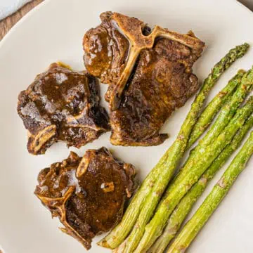 Instant Pot Lamb Chops on a white plate
