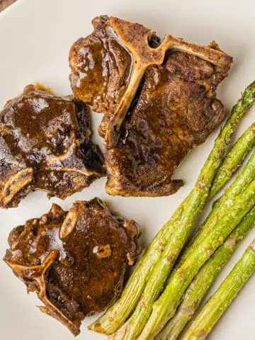 Instant Pot Lamb Chops on a white plate