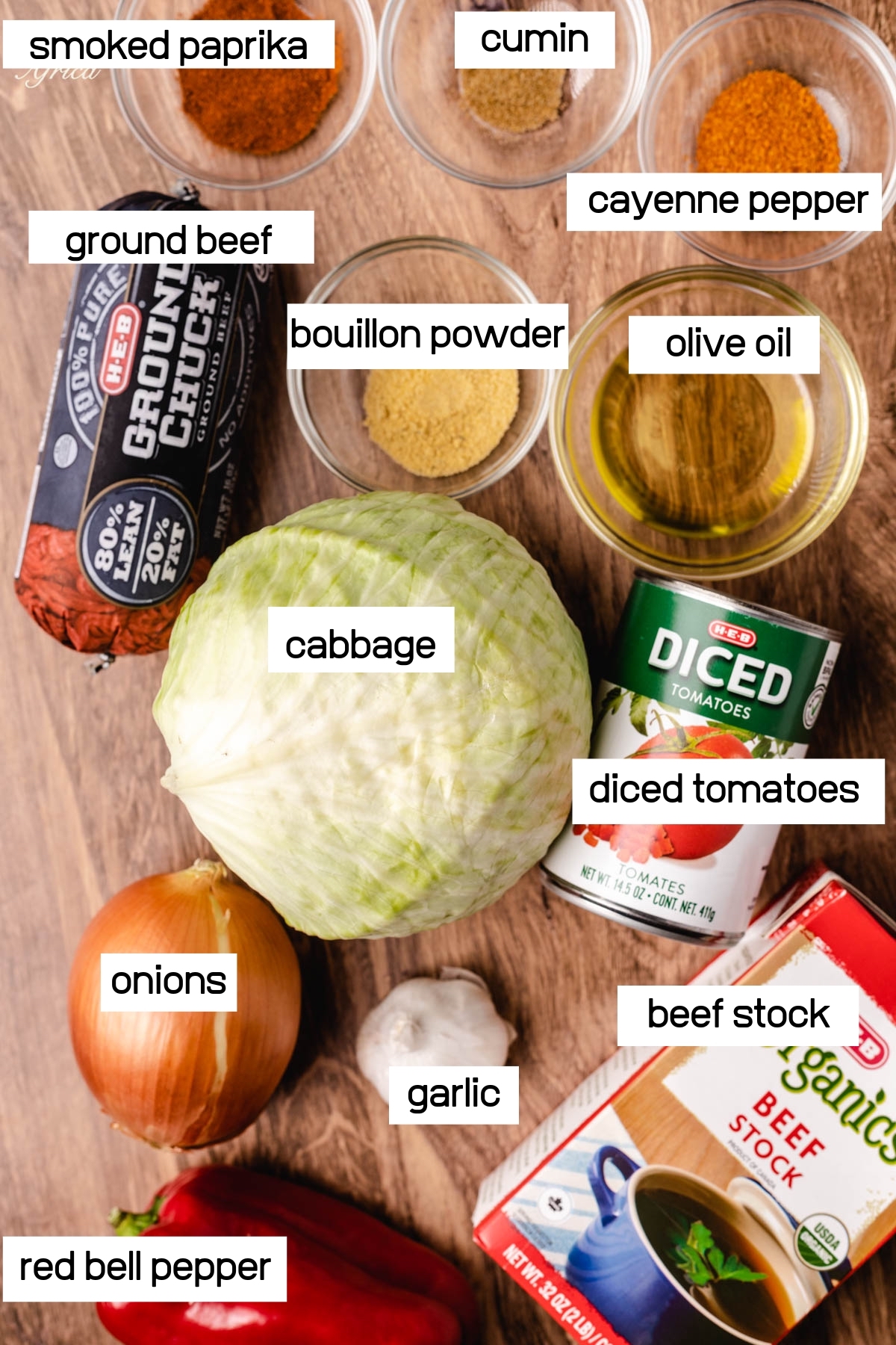 Spicy Cabbage Soup ingredients